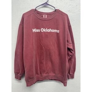 Miss Oklahoma Comfort Colors Sweatshirt Womens Size L Pink Cotton Unique